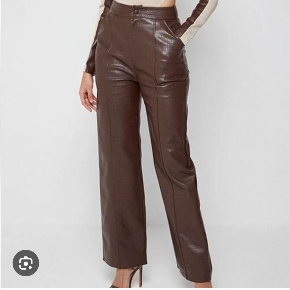 Maniere de Voir Faux Crocodile Leather Pants